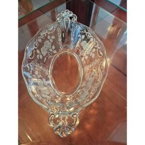 Rare Fostoria Midnight Rose Etched Depression Glass Dish 1933–1957 Vintage